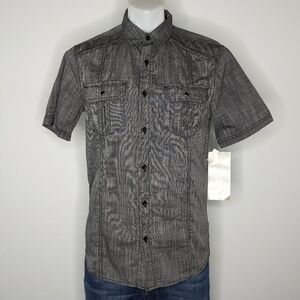 ✨3/$15 NWT Chalc black grey short sleeve button up S